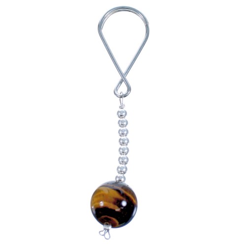 Genuine Sterling Silver Tiger Eye Key Chain RX115351