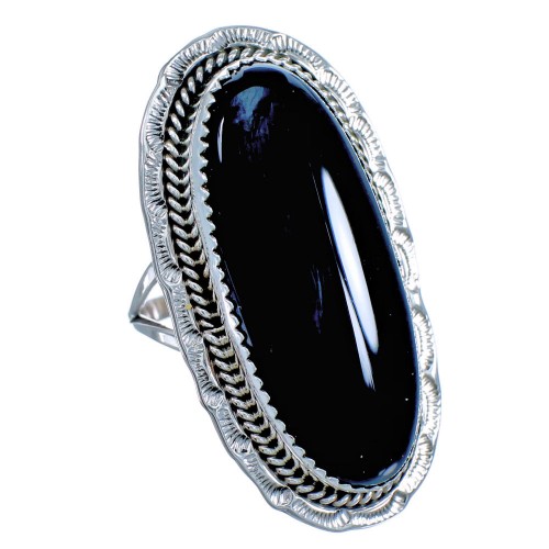 Sterling Silver And Onyx Navajo Ring Size 8 SX115620