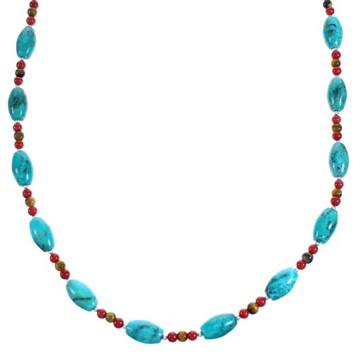 Sterling Silver Multicolor Bead Necklace DX116050