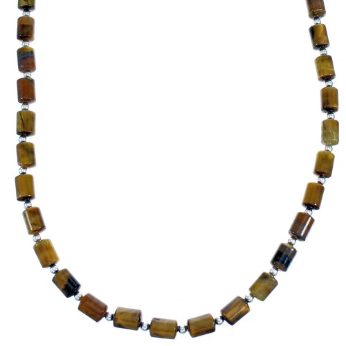  Sterling Silver Southwest And Tiger Eye Bead Necklace DX116054