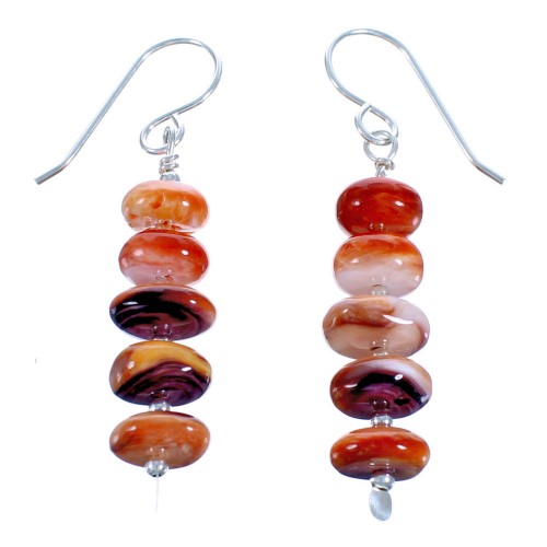 Purple Orange Oyster Shell Authentic Sterling Silver Bead Hook Dangle Earrings DX115858