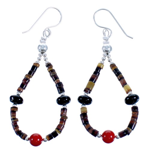 Authentic Sterling Silver Multicolor Bead Hook Dangle Earrings DX115867