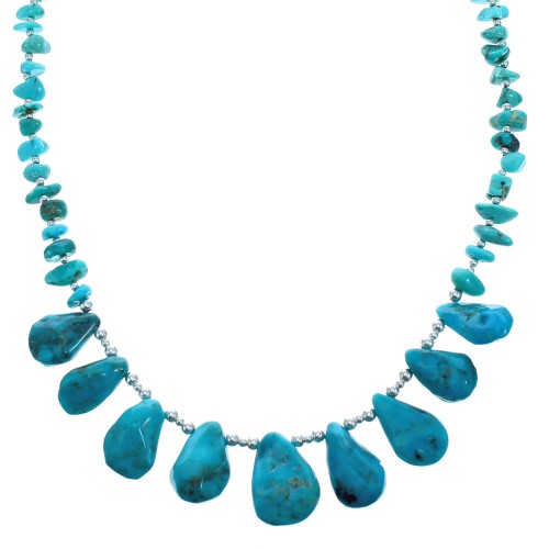 Turquoise Southestern Sterling Silver Bead Necklace DX117073