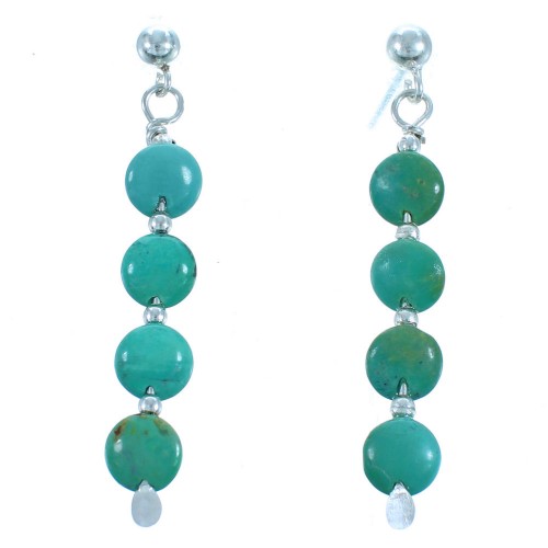 Sterling Silver And Turquoise Bead Post Dangle Earrings BX116385