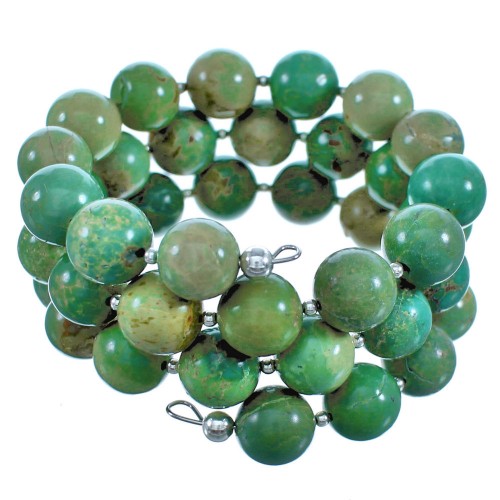 Sterling Silver Turquoise Stretch Bead Bracelet BX116387