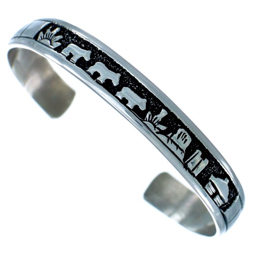 Navajo Sterling Silver Storyteller Cuff Bracelet BX115778