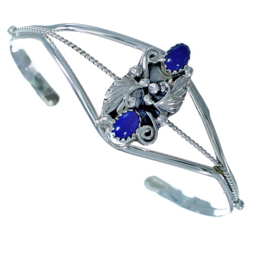 Lapis Flower Genuine Sterling Silver Cuff Bracelet BX115821