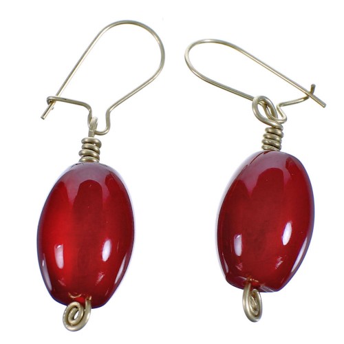 Carnelian 12KGF Bead Hook Dangle Earrings BX115892