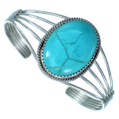 Authentic Sterling Silver Turquoise American Indian Cuff Bracelet BX115849