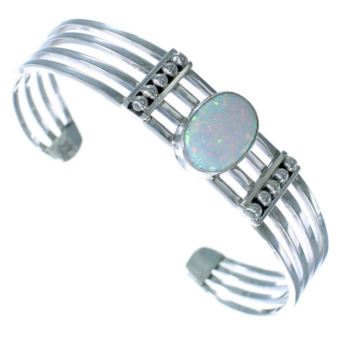 Genuine Sterling Silver Opal Navajo Cuff Bracelet BX117155