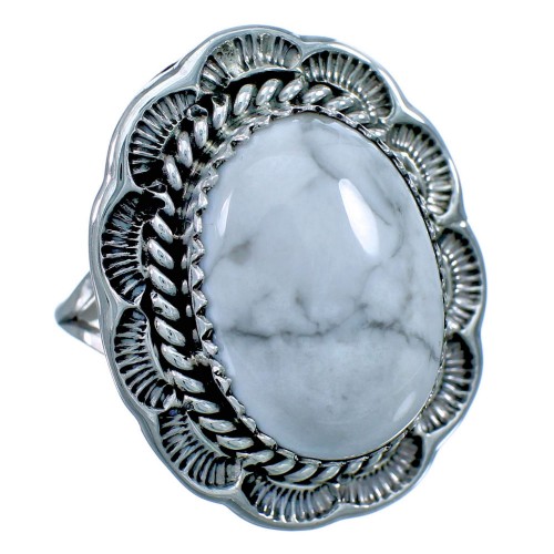 Howlite Native American Sterling Silver Ring Size 8-1/4 BX116058