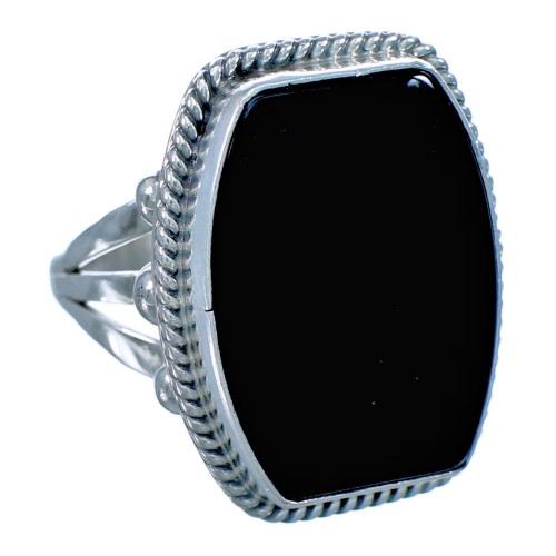 Sterling Silver And Onyx Navajo Ring Size 8-3/4 BX116071