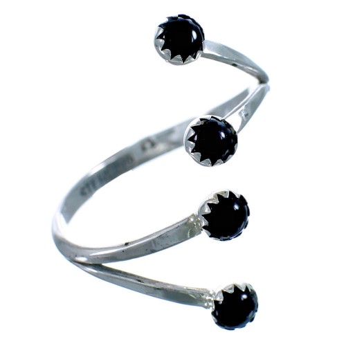 Onyx Sterling Silver Navajo Adjustable Ring Size 9,10,11 BX116076