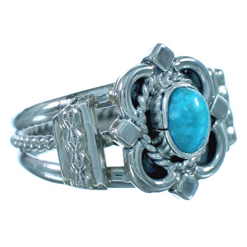 Turquoise Sterling Silver Native American Ring Size 7 DX116310