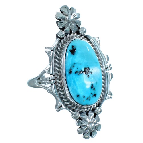 Sterling Silver Navajo Turquoise Flower Ring Size 10 BX116015