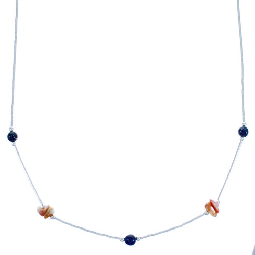 Oyster Shell Lapis Liquid Silver Necklace DX117170