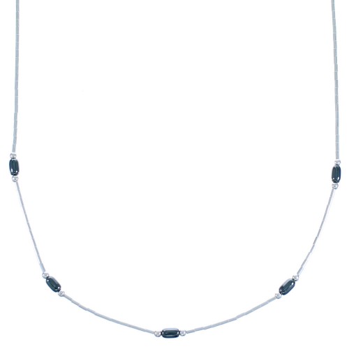 Hematite Liquid Silver Bead Necklace DX117177