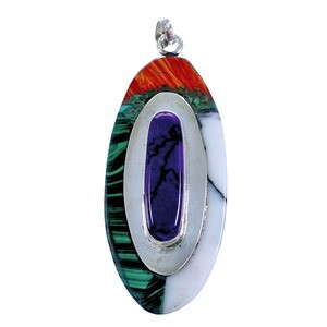 Sterling Silver And Multicolor Inlay Theresa Joe Pendant BX116823