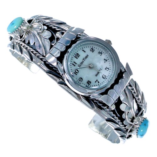 Sterling Silver Turquoise Native American Cuff Watch ZX116667