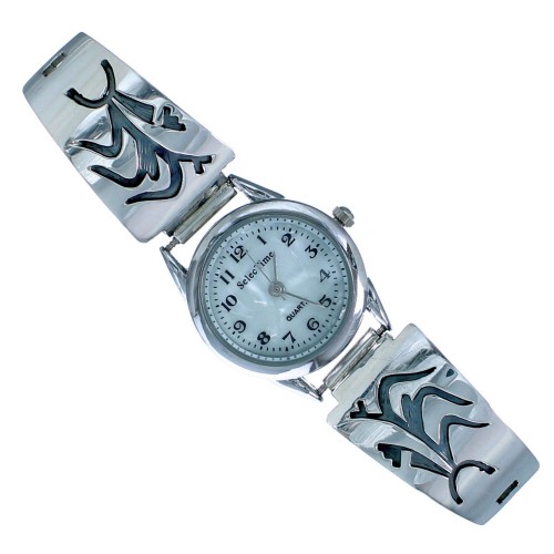 Sterling Silver Overlay Corn Stalk Native American Watch ZX116697