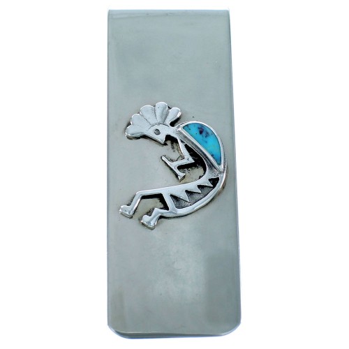 Sterling Silver Kokopelli Turquoise Navajo Money Clip ZX116736