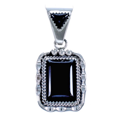 Sterling Silver Onyx Navajo Pendant ZX117068