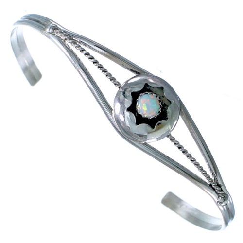 Sterling Silver Opal Navajo Cuff Bracelet ZX116864