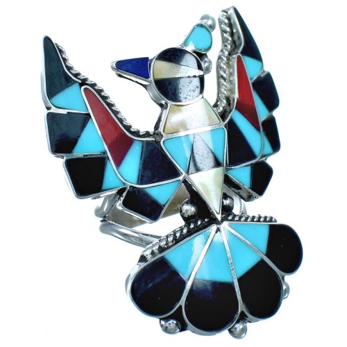 Multicolor Thunderbird Sterling Silver Zuni Ring Size 7 BX117167