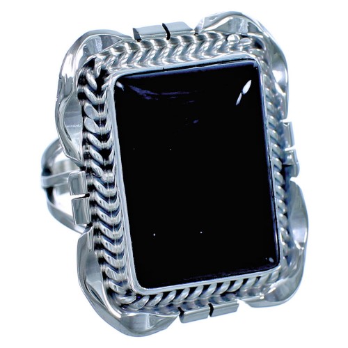 Sterling Silver Onyx Navajo Ring Size 6-3/4 BX117191