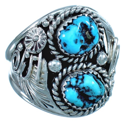Turquoise Sterling Silver Leaf Ring Size 14-3/4 BX117211
