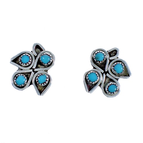 Zuni Turquoise Sterling Silver Post Earrings DX117268