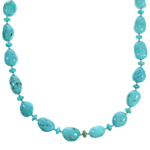 Southwest Turquoise Sterling Silver Bead Necklace DX117341