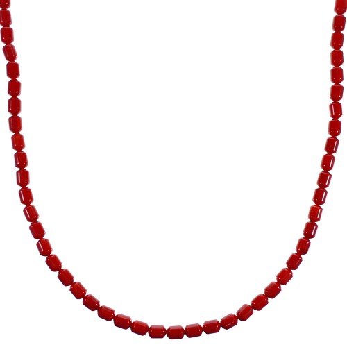 Southwest Coral and Genuine Sterling Silver Bead Necklace DX117348