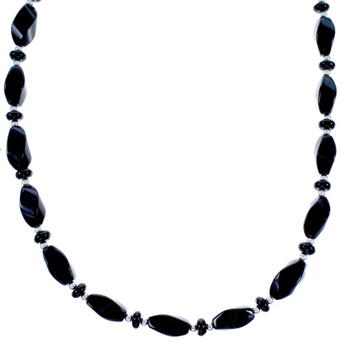 Southwest Onyx Sterling Silver Bead Necklace DX117349