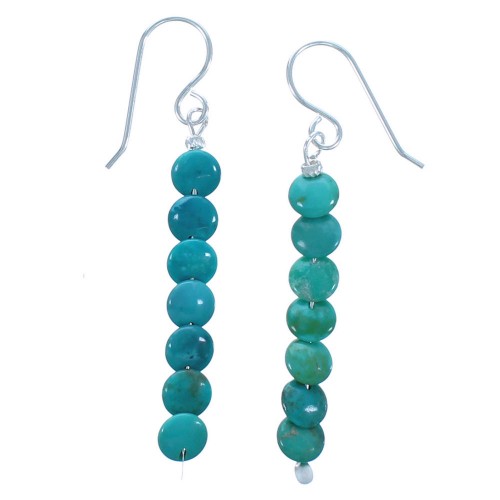 Sterling Silver And Turquoise Bead Hook Dangle Earrings DX117353 