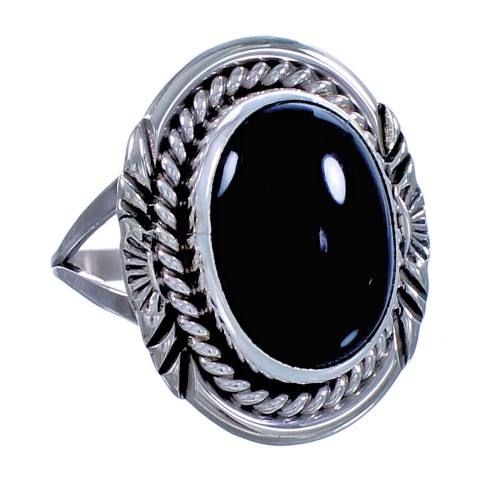 Genuine Sterling Silver American Indian Onyx Ring Size 7 CS117660