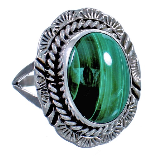 Genuine Sterling Silver Native American Malachite Ring Size 8 CS117668