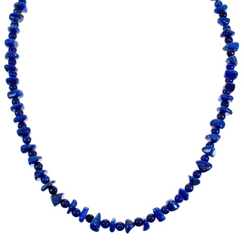 Authentic Sterling Silver Lapis Southwest Bead Necklace DX117689