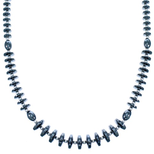 Genuine Sterling Silver Hematite Bead Necklace DX117693