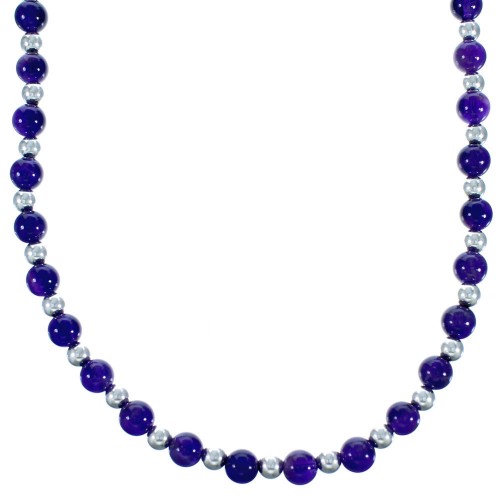 Southwest Sterling Silver Amethyst Bead Necklace DX117702
