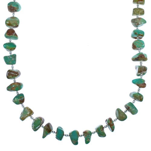Genuine Sterling Silver Southwestern Turquoise Bead Necklace RX117559