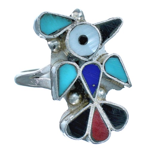 Thunderbird Zuni Multicolor And Sterling Silver Ring Size 6-1/4 RX117583