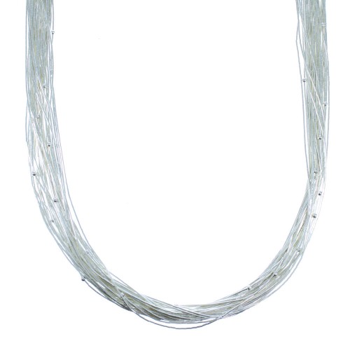 Liquid Genuine Sterling Silver "Starlight" 30 Strand 16" Bead Necklace RX117672