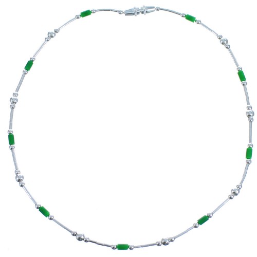 Hand Strung Liquid Silver & Malachite Bead Anklet CS117763