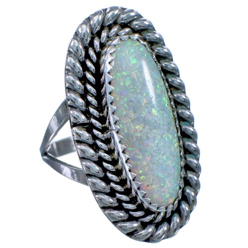 Genuine Native American Opal Sterling Silver Ring Size 8 CS118021