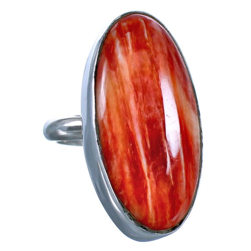 Genuine American Indian Sterling Silver Red Oyster Shell Ring Size 6 CS118071