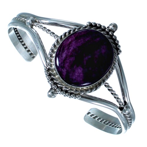  Purple Oyster Shell and Twisted Sterling Silver Native American Cuff Bracelet CB118182