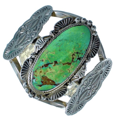 Turquoise and Genuine Sterling Silver Navajo Cuff Bracelet CB118188