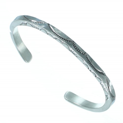Navajo Authentic Sterling Silver Cuff Bracelet EA118156