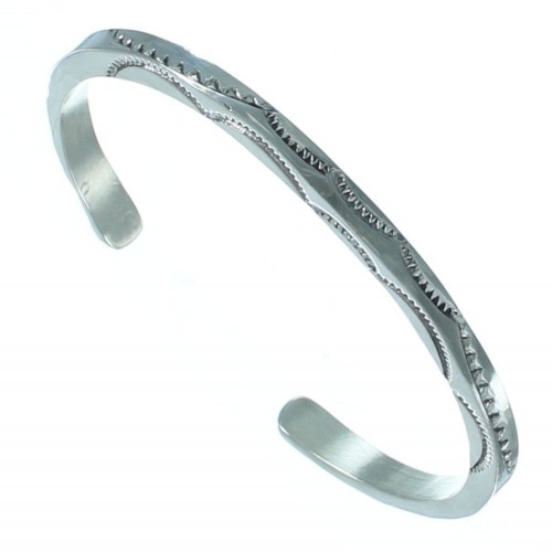 Navajo Authentic Sterling Silver Cuff Bracelet EA118164